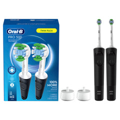 Pro 500 Rechargeable Electric Toothbrush Twin Pack, Black