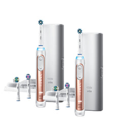 Oral-B Genius 7500 Rechargeable Electric Toothbrush Twin Pack, Rose Gold